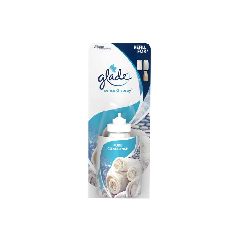 Glade Sense & Spray Refill Clean Linen 18ml <br> Pack size: 8 x 18ml <br> Product code: 545065