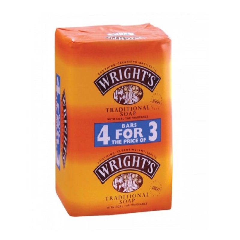 Wright Coal TarSoap 125Gm 4As3 <br> Pack size: 4 x 125g <br> Product code: 336761