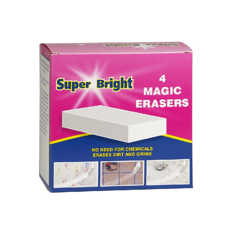 Superbright Magic Erasers 4'S <br> Pack size: 10 x 4s <br> Product code: 493515